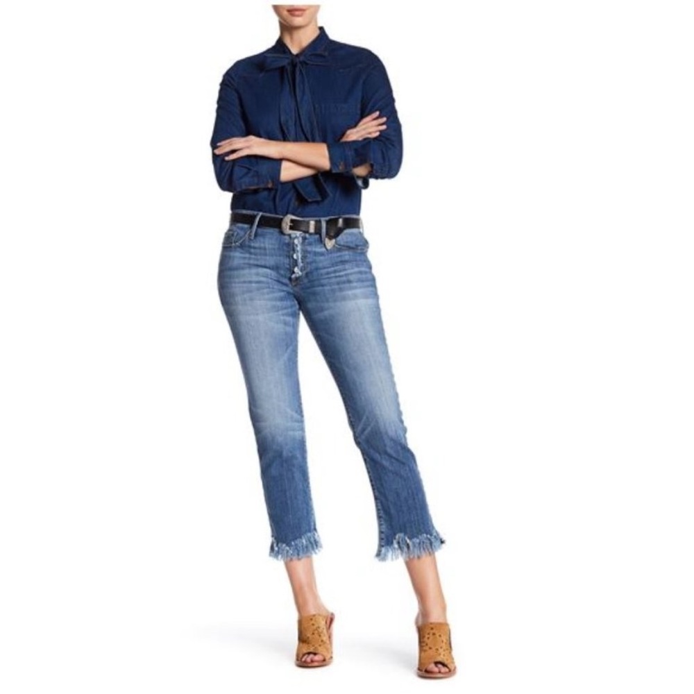 Black Orchid Denim Brooklyn Straight Fray Cropped Jeans | Size 26